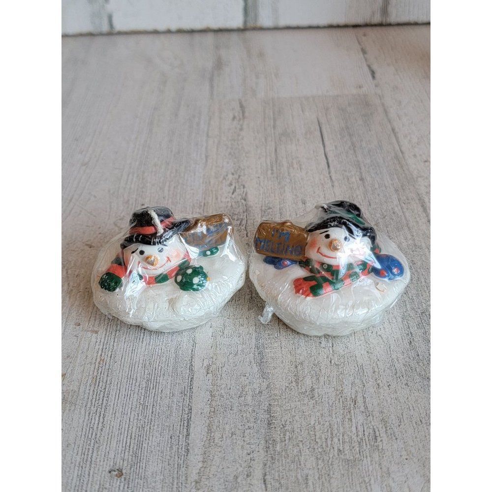 Vintage floating candle melting snowman set tea light xmas‎